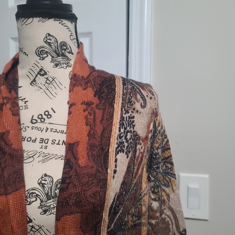 Chico's Regal Paisley Cardigan Open Front Duster Chico's Size 0 - Picture 5 of 15